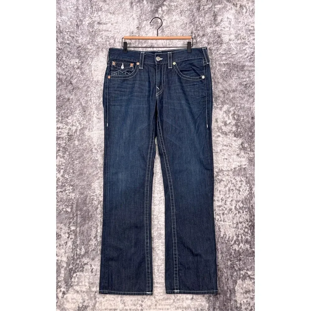 New True Religion Jeans 33 x 33 Mens Ricky Flap Pocket Relaxed Straight Fit